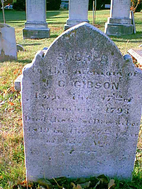 Sacred to the memory of J C. Gibson, born the 17th of November 1793, died the 6th of December 1849, in the 57th year of his age