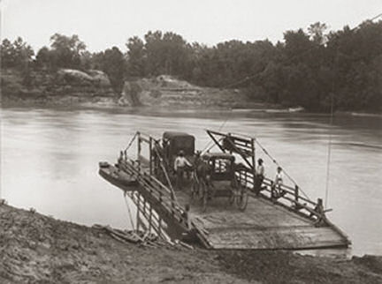 Photo by Eugene Allen Smith. Geology Survey Wagon on the Alabama River, Washington Ferry, Autauga County. 1891 or 1894.